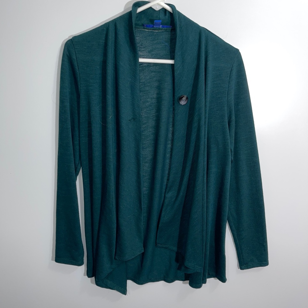 Apt. 9 Hunter Green Off Center Button Cardigan Top Size Small - Picture 4 of 7